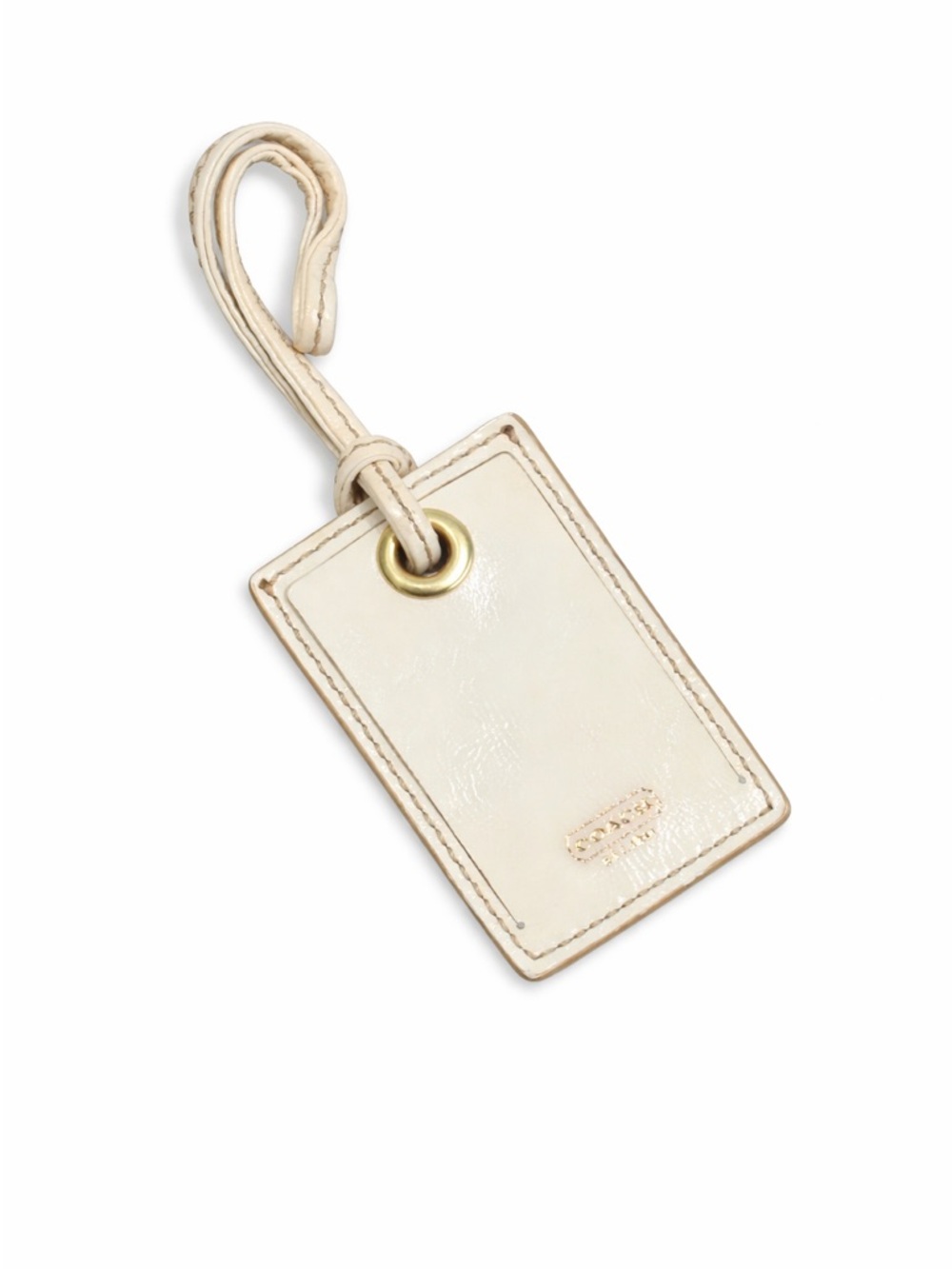 COACH Cream Patent Leather Luggage Tag / Bag Charm